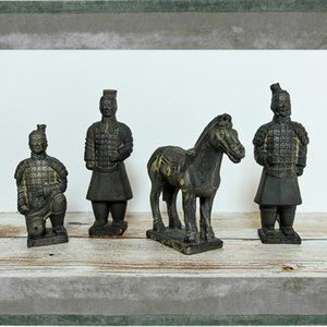Vintage Terra Cotta Warrior Figurine Set 4.  China